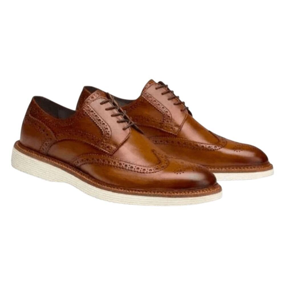 TRASK Italian Made Leather Lace-Up Wingtip Oxford Size 12.5M